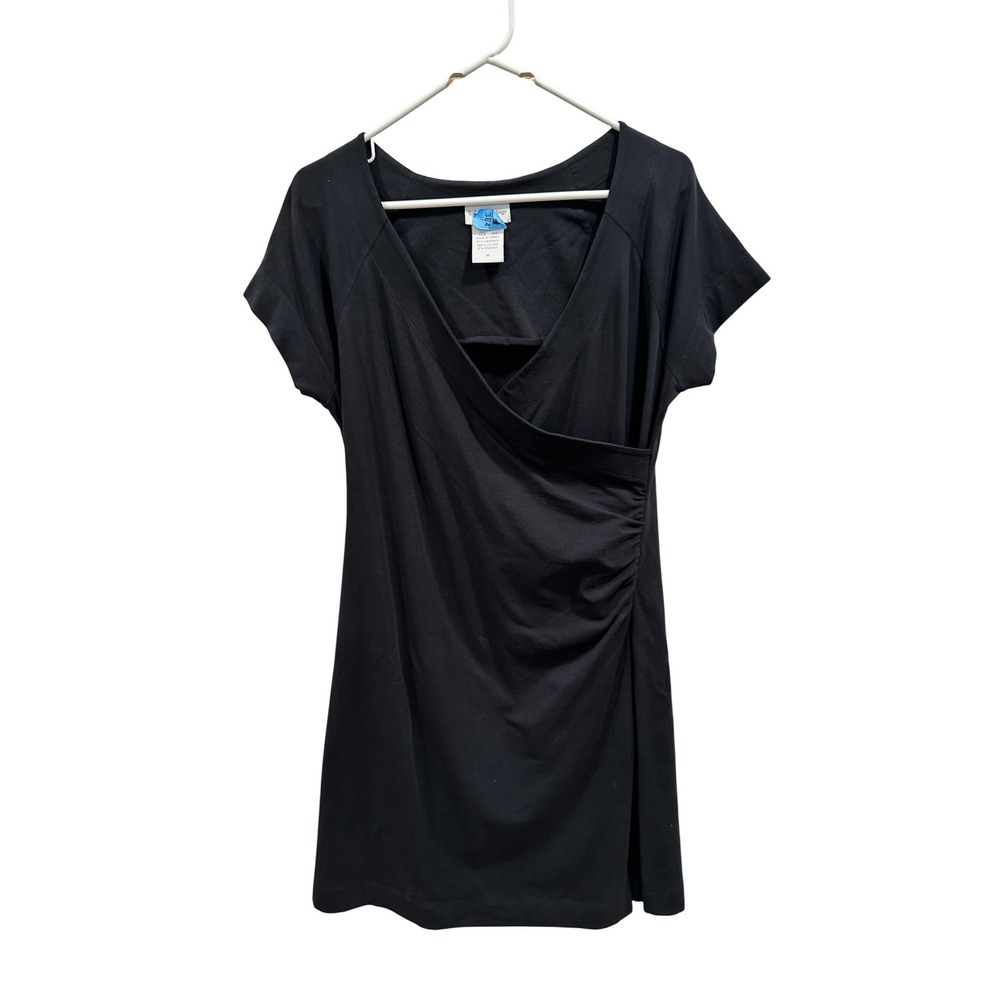 Soft Surroundings Black Wrap Dress Cotton‎ Blend Ruched Detail - Women's